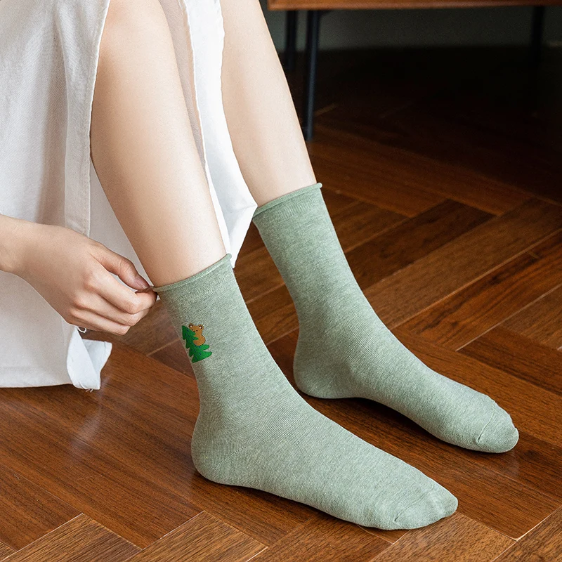 CARTELO New Solid Color Cartoon Pattern Women Socks Fashion Cute Sport Breathable Cotton Stockings Носки женские Meias Femininas