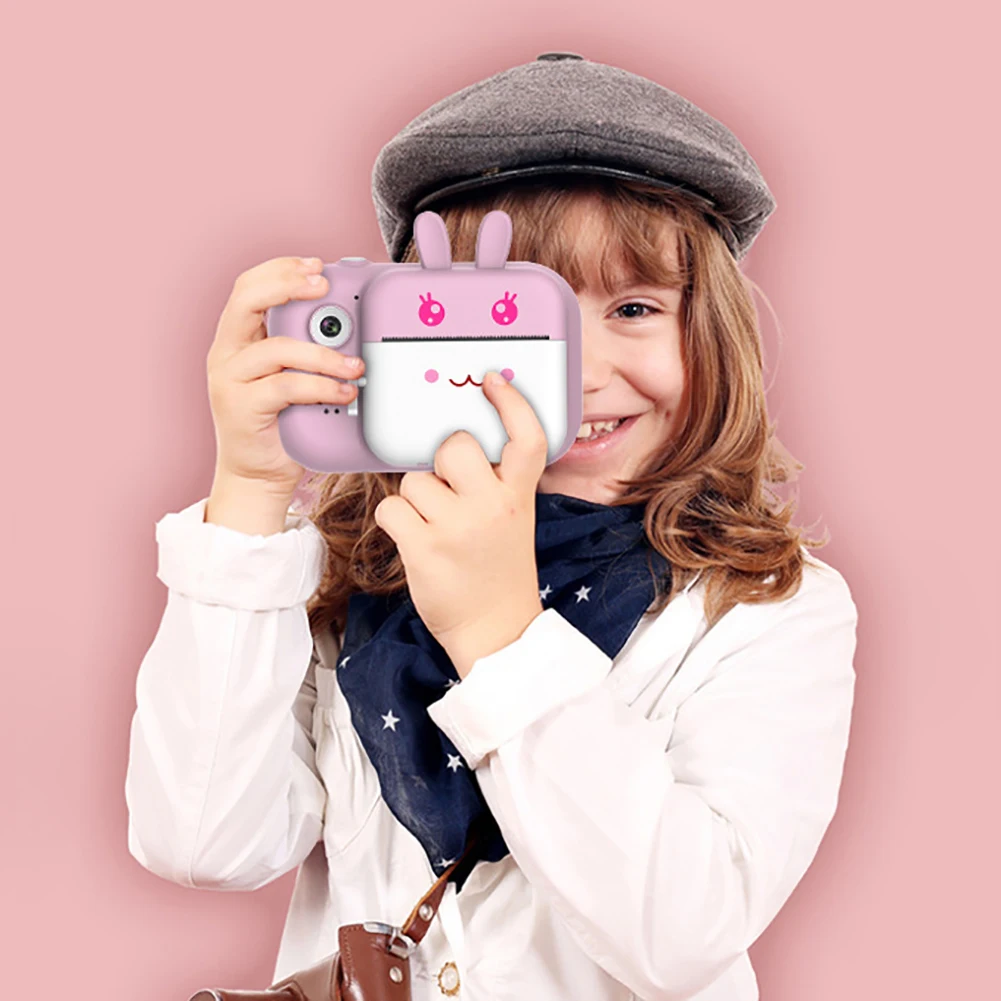 

Children Camera Digital Print Camera Cute Baby Camera Video Camcorder 2.4 inch Photography Camera with 3 Rolls Printing Papers