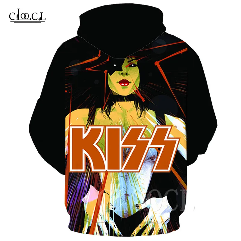 Толстовка с капюшоном для мужчин и женщин свитшот 3D принтом группы KISS модная