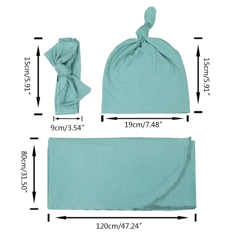 

3 Pcs/set Maternal and Child Supplies Baby Swaddle Newborn Wrap Cap Headband Photography Photo Props Blanket Hat