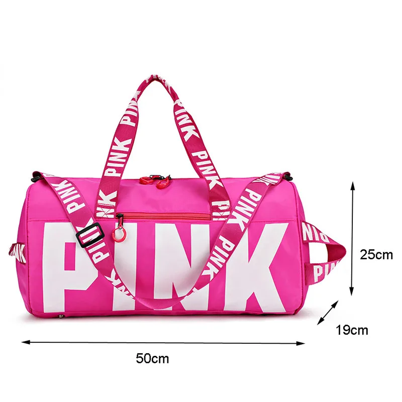 Women Pink Travel Bag Female Fitness Training Duffle Bag for Trip Large Capacity Waterproof Gym Sport Bag
