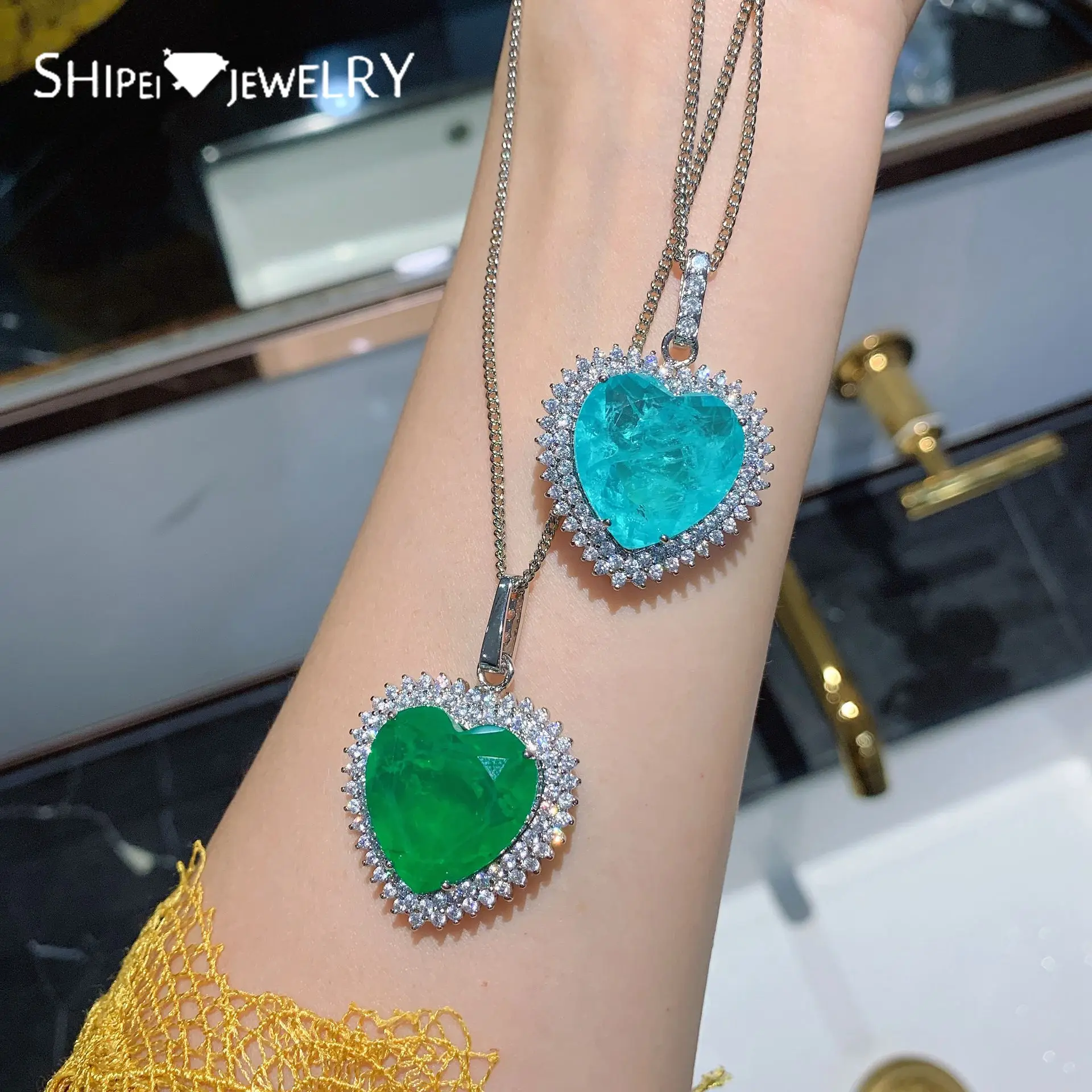 Женское ожерелье из серебра 925 пробы с изумрудом | Украшения и аксессуары