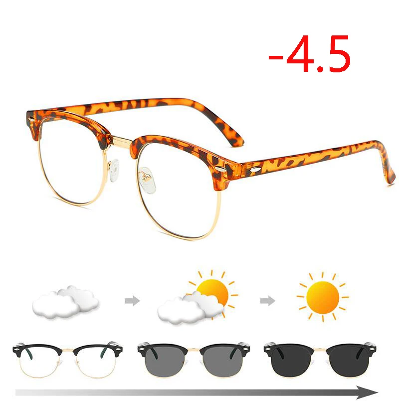 Myopia 450 Антибликовыми свойствами светильник фотохромные готовой близорукость очки светочувствительная Хамелеон анти-блики изменения Цвет линзы очки с диоптриями - Цвет оправы: Myopia 450