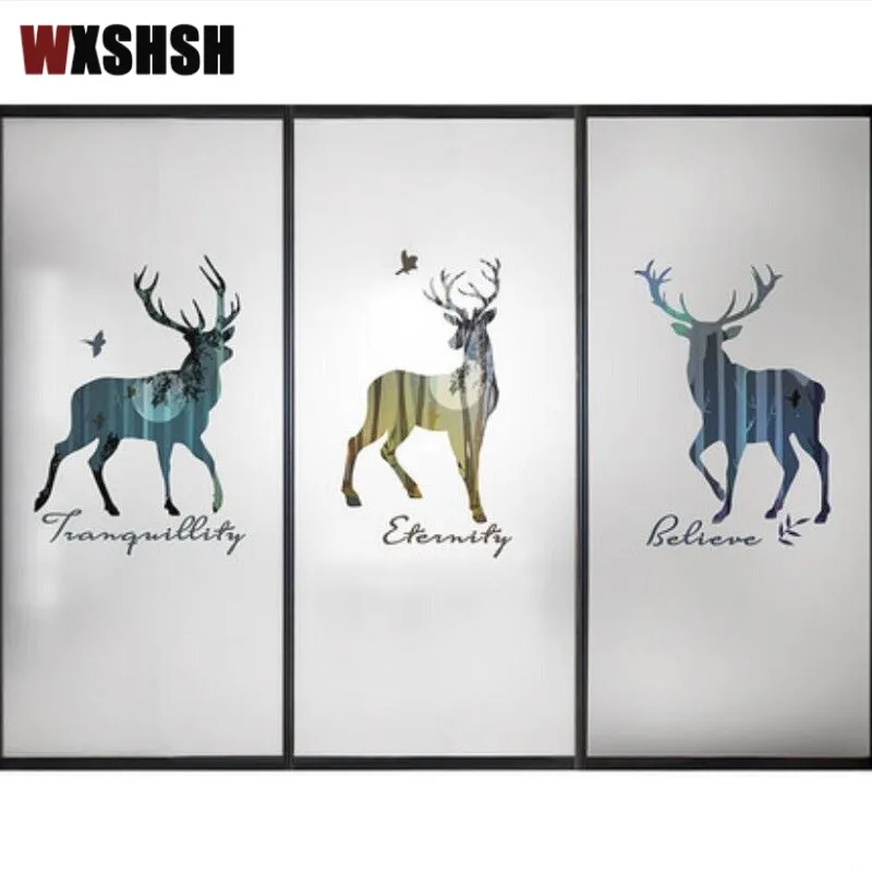 Статическая липкая оконная наклейка Индивидуальный размер узор оленя частная