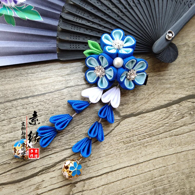 Шпилька для волос ручной работы в японском стиле заколка виде сакуры Tsumami zaiku