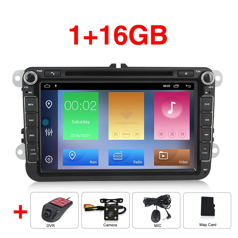 8 ''сенсорный экран 2din четырехъядерный Android 9 RDS автомобильный dvd-плеер мультимедиа для Volkswagen VW Golf Passat B6 Polo CC Skoda seat - Цвет: add dvr and camera