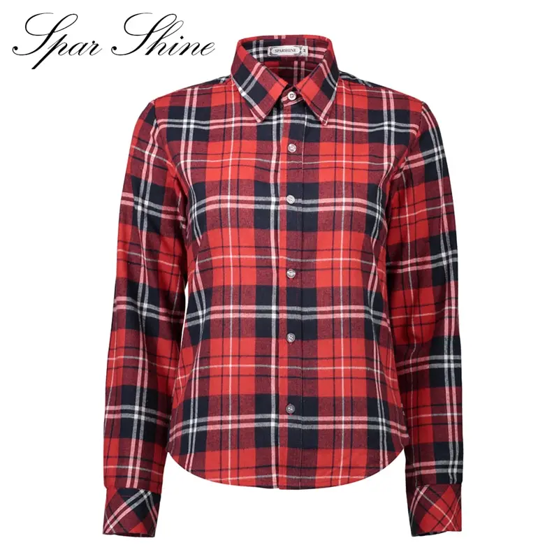 

2020 Casual Men's And Women's Shirt Plaid Hot Sale Summer And Autumn Long Sleeve Lapel Simple Top Blusas De Mujer