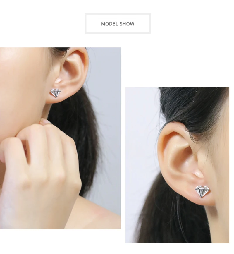 Женские Геометрические серьги-гвоздики из стерлингового серебра 925 пробы с белым