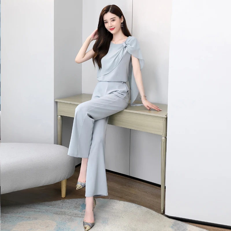 Женский шифоновый комплект из двух предметов Элегантная блузка с коротким