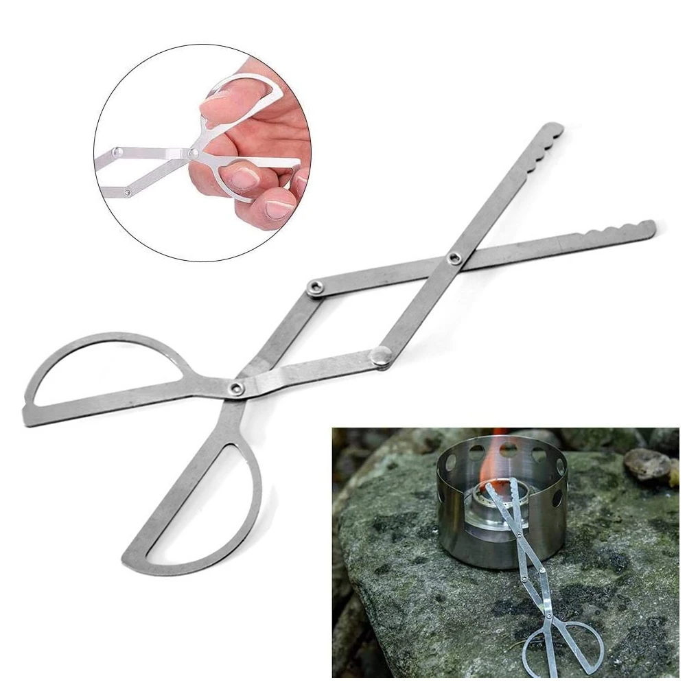 

Fire Tongs Grab Wood Fireplace Pliers Oven Barbecue Tool Tongs Camping Fire Pit Tool Clamp Firewood Folding Tool For Camping