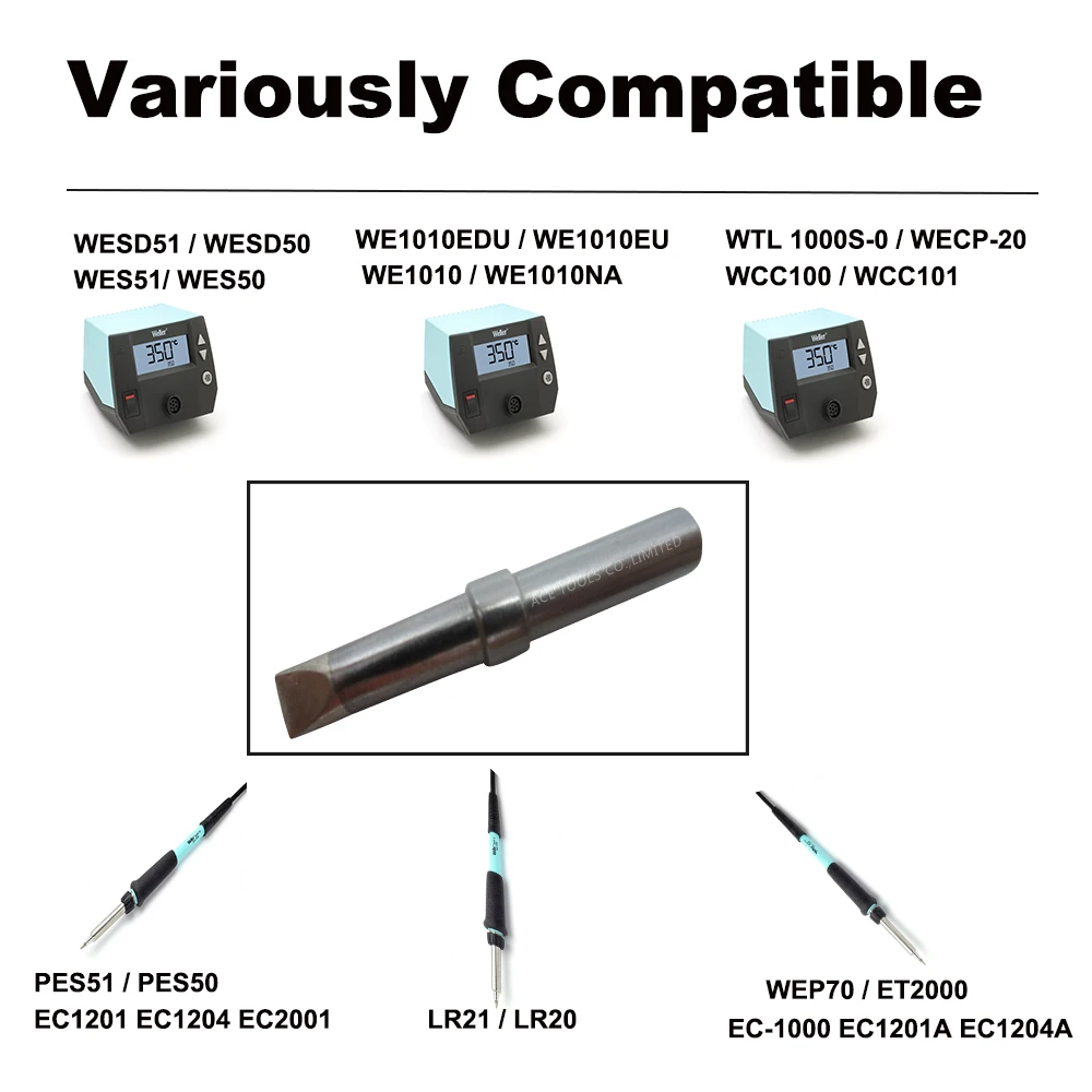 

10 PCS ETD Soldering Tip Chisel 4.8mm Fit WELLER WES51 WES50 WESD51 WE1010NA WE1010EU PES51 PES50 LR21 LR20 Iron Welding Bit
