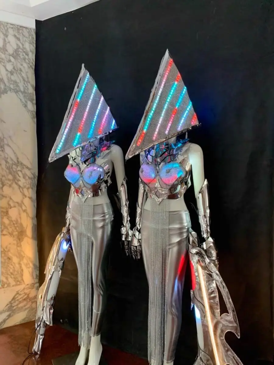 Костюмы для косплея сценических танцев костюм робота с разноцветной