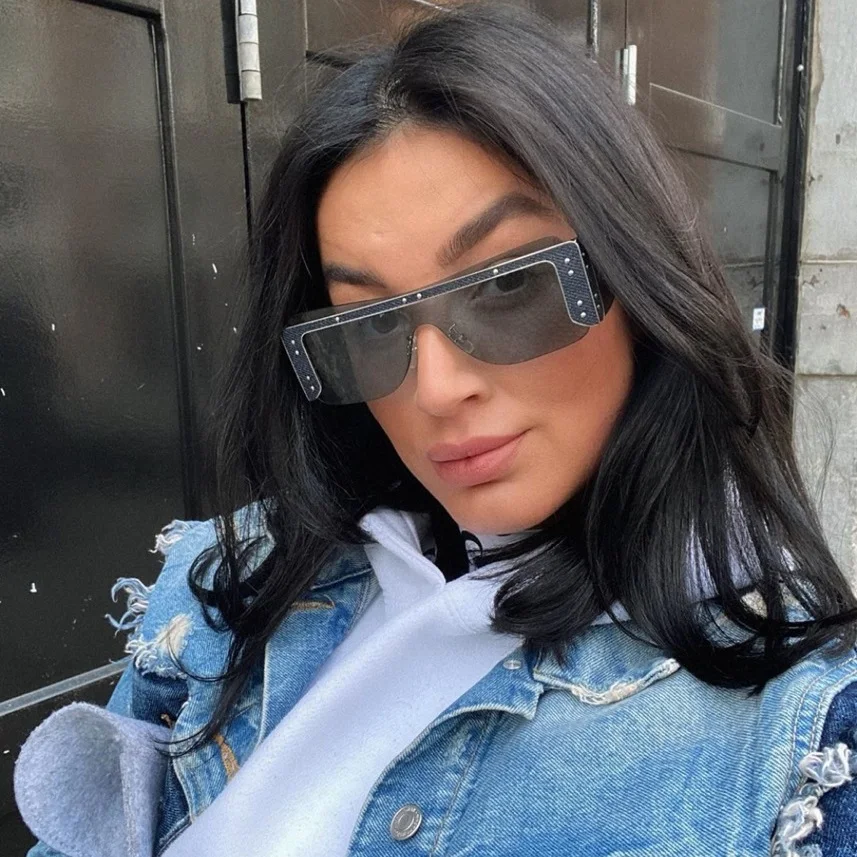 

Винтажные прямоугольные солнцезащитные очки без оправы, женские маленькие солнцезащитные очки в джинсовой оправе, мужские цельные очки в с...