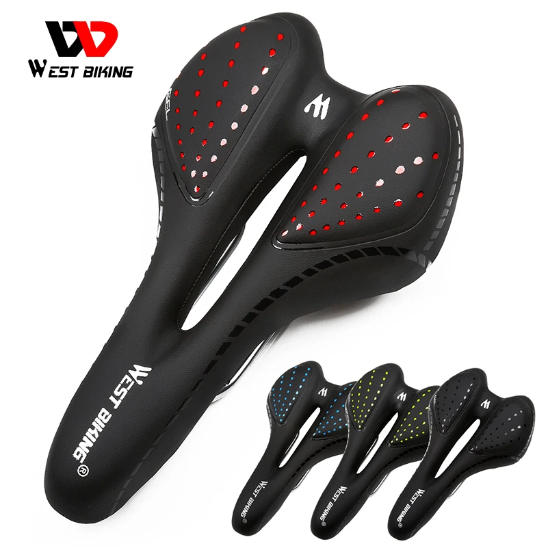 

WEST BIKING Bike Saddle Comfortable Silicone Cushion Silica Gel Hollow Cycling Seat Shockproof Mountain Road Bicycle Saddle