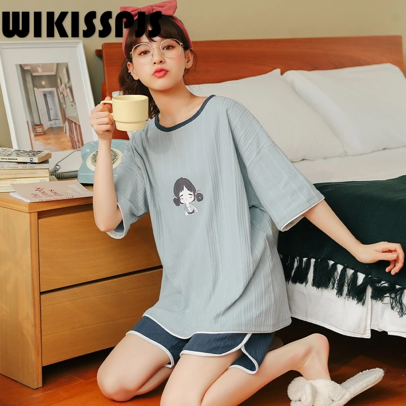 

New Summer Short Sleeve Suit for Home Furnishing Korean Cute CartoonSweet Girl Student Pajama Set Women Two Piece SetSummer