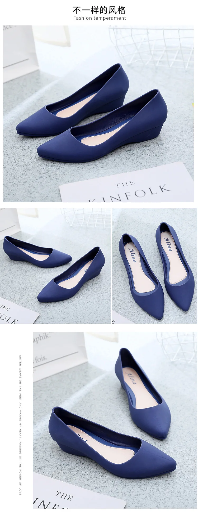 CXJYWMJL Autumn Fashion Low Heel Women Shoes Comfortable Wedge Heel Shoe Pointed Shallow Mouth Shoes Fashion Wild Female Shoe