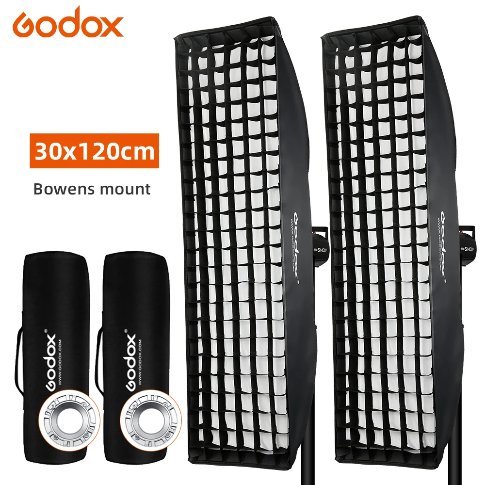 Godox 30 x120cm Strip Honeycomb Grid Rectangular Softbox for Photo Strobe Studio Flash Softbox Bowens Mount triopo 55cm octagon umbrella softbox with honeycomb grid for godox flash speedlite photography studio accessories soft box