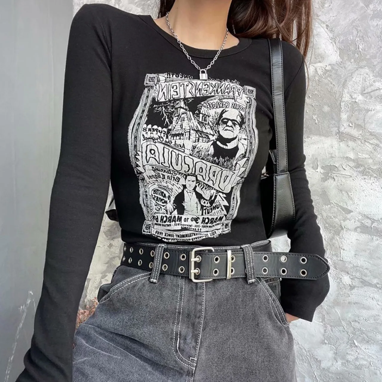 

Fashion Causal Y2K Women's T-shirts Printed Retro Long Sleeve Tees Tops Vintage Female Women Clothing Autumn Streetwear Shirts