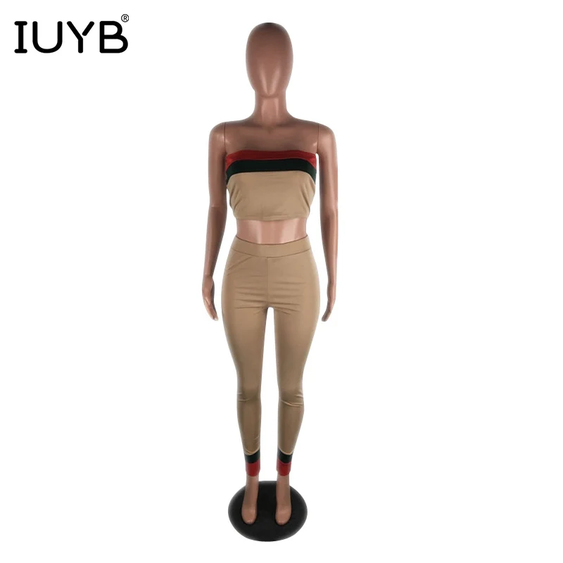 IUYB, весна, хит, повседневные, женские, 3 шт, одноцветные, 3 цвета, облегающие комплекты, дамские, без бретелек, полный рукав, длинные штаны, комбинезоны