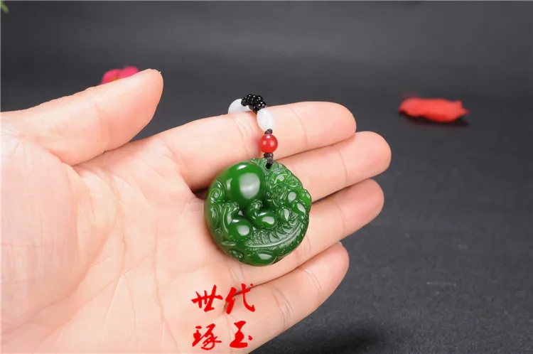

CHINESE GREEN JADE DRAGON PENDANT PIXIU NECKLACE CHARM JEWELLERY FASHION ACCESSORIES HAND-CARVED WOMAN LUCK AMULET GIFTS