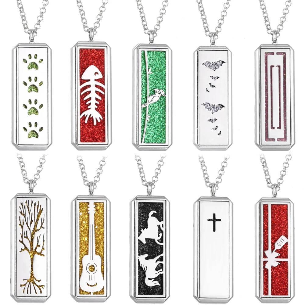 Квадратное ароматерапевтическое ожерелье с цветком дерева Магнитная