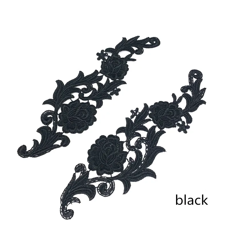 1 pair black Zsbszc зеркальная пара золотистого и серебряного цвета с вышивкой, кружевной аппликацией, цветочными нашивками, воротничком, свадебное платье, торжественное платье, аксессуары, ткань JA35 - Цвет: 1 pair black