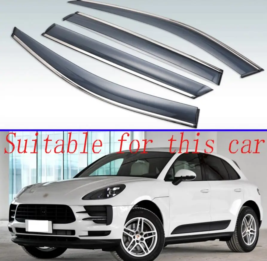 

For Porsche Macan 2014, 2015, 2016, 2017, 2018 Plastic Exterior Visor Vent Shades Window Sun Rain Guard Deflector 4pcs