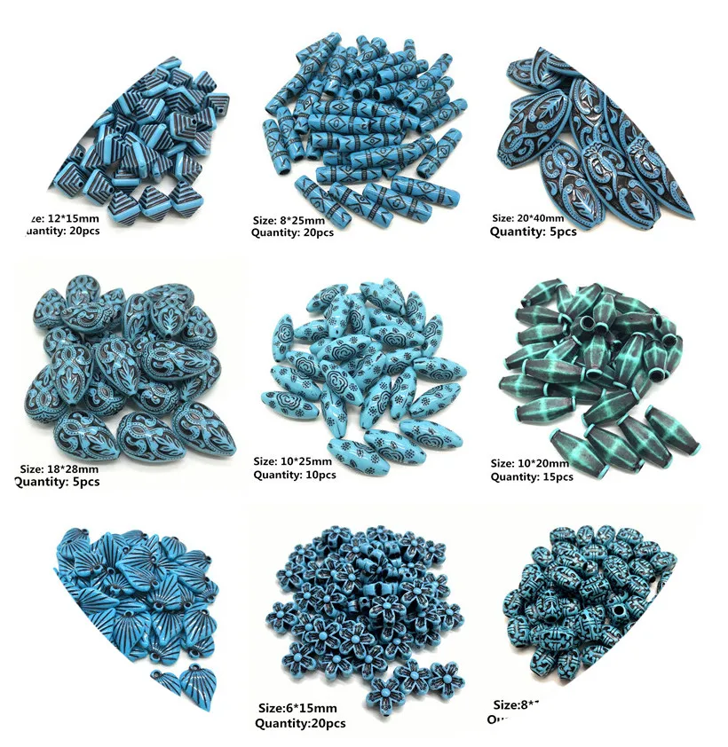 Синий круглые акриловые бусины листья капли воды в форме сердца Форма Винтаж для