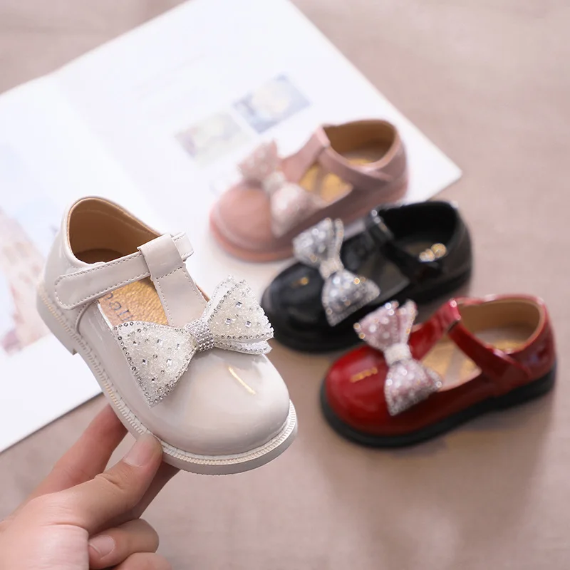 

Autumn New Bow-knot Britain Style Kids Mary Jane Shoes 2021 Girls Leather Shoes Lovely Children Fashion Shallow Princess Shoes