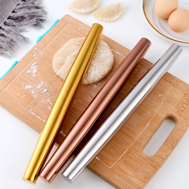 

Stainless Steel Rolling Pin Fondant Cake Pizza Non Stick Dough Rolling Pin Smooth Dumpling Skin Rolo De Massa Home Tools DG50RP