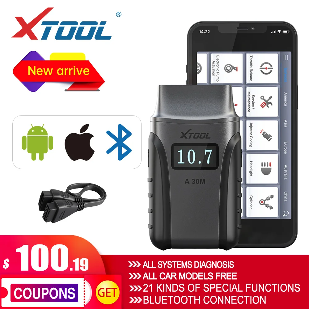 Сканер OBD2 XTOOL Anyscan A30M совместимый с Bluetooth Android/IOS CodeRead комплексная Диагностика