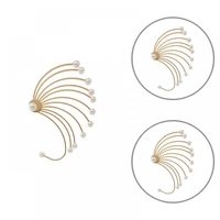 women irregular fan shape faux pearl ear stud earrings statement party jewelry