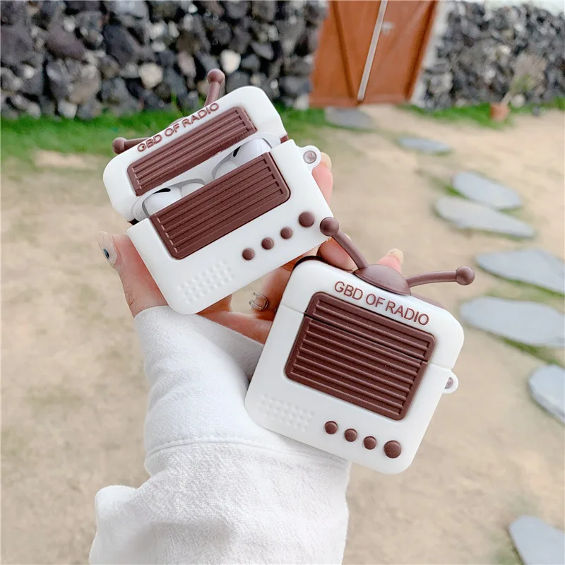 

3D Radio Cartoon Bluetooth Earphone Case for Airpods 1 2 3 Cute Protective Cover for Airpods Pro Accessories with Keychain