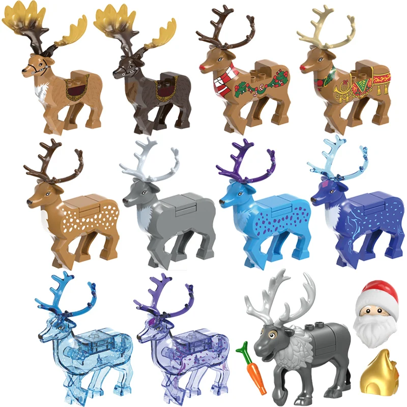 

Medieval Animal Building Blocks Elk Christmas Deer Wild Boar Goat Tiger Wolf Mount Brick Model Educational Toy for children C315