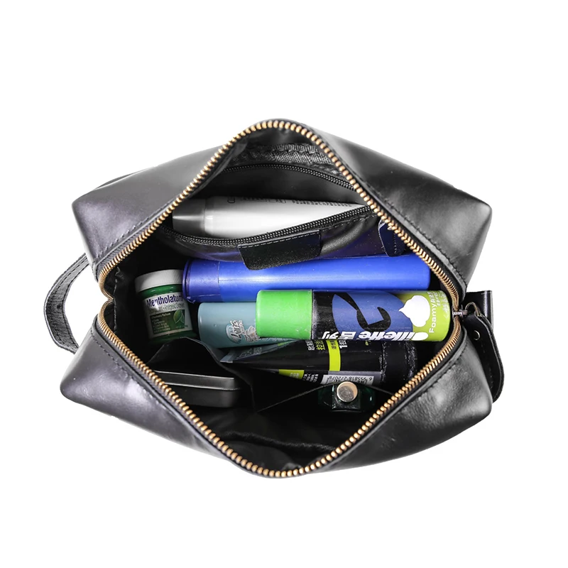 TIDING черный мужской кожаный дорожный клатч сумка для стирки органайзер