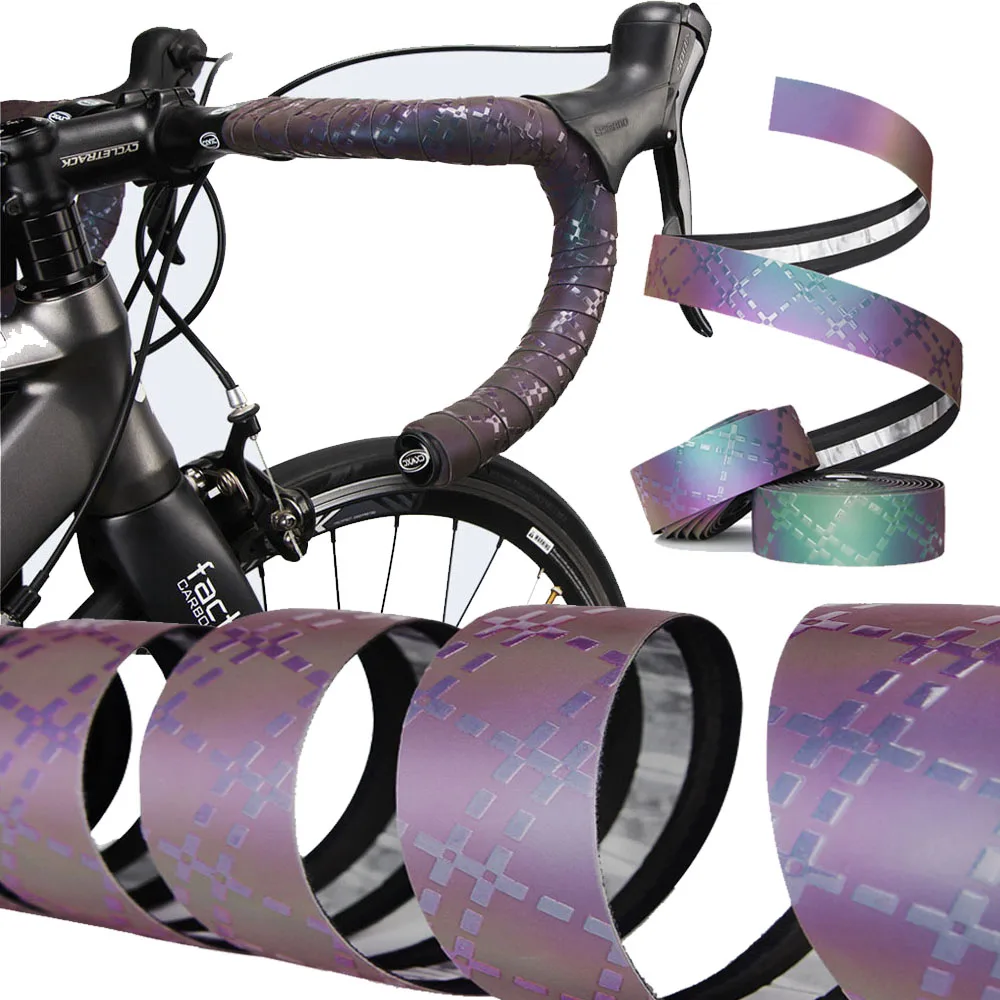 

Противоскользящий светильник для руля велосипеда, отражающая ручка для велосипеда, ручка для руля велосипеда, градиент цвета, меняющая цве...