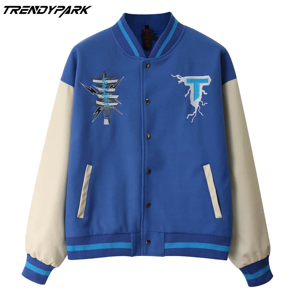 

Men's Jacket Baseball Uniform Embroidery New Cotton Fabric Harajuku Hip Hop Streetwear Casual Oversized Varsity Coat
