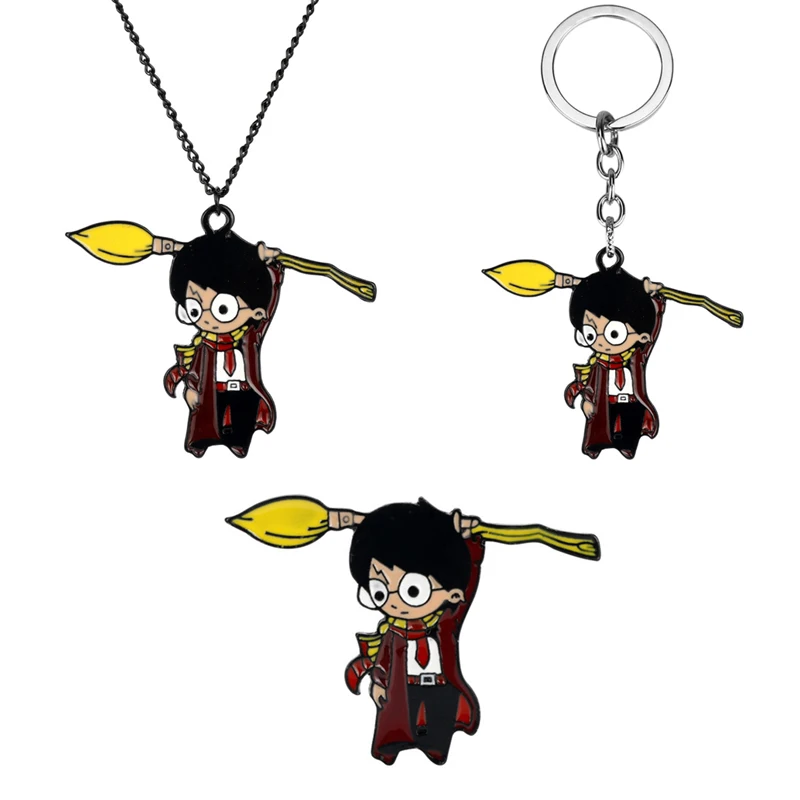 

Cartoon Magic School Enamel Pin Cute Broom Boy Metal Brooch Shirt Bag Lapel Pins Badges Hot Movie Jewelry For Friends Fans Gift