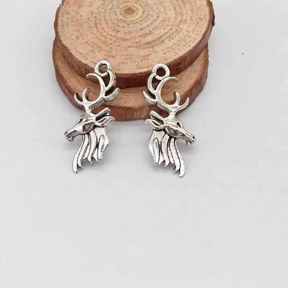 

Fashion 16 pcs alloy christmas deer head charms fit DIY hand made necklace earring bracelet Jewelry Making accessories