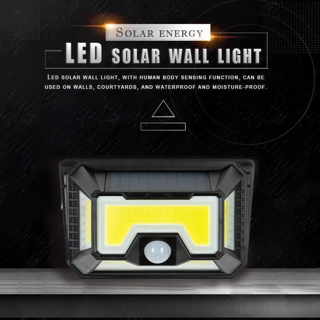 Энергосберегающий светильник с широкоугольным датчиком настенный на солнечной