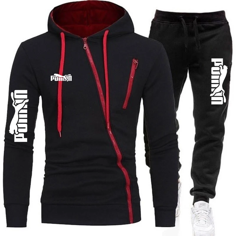 

Men's Sportswear Sets Zipper Hoodie and Pants Two Piece Casual Tracksuit New 2021 1 order