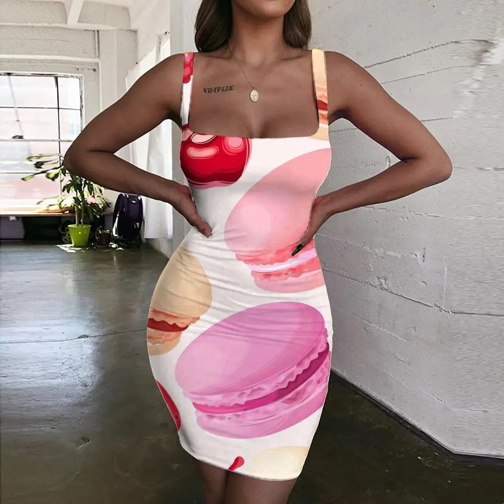 

Женское облегающее платье KYKU, черное пляжное платье с фруктами и пончиками, лето 2019