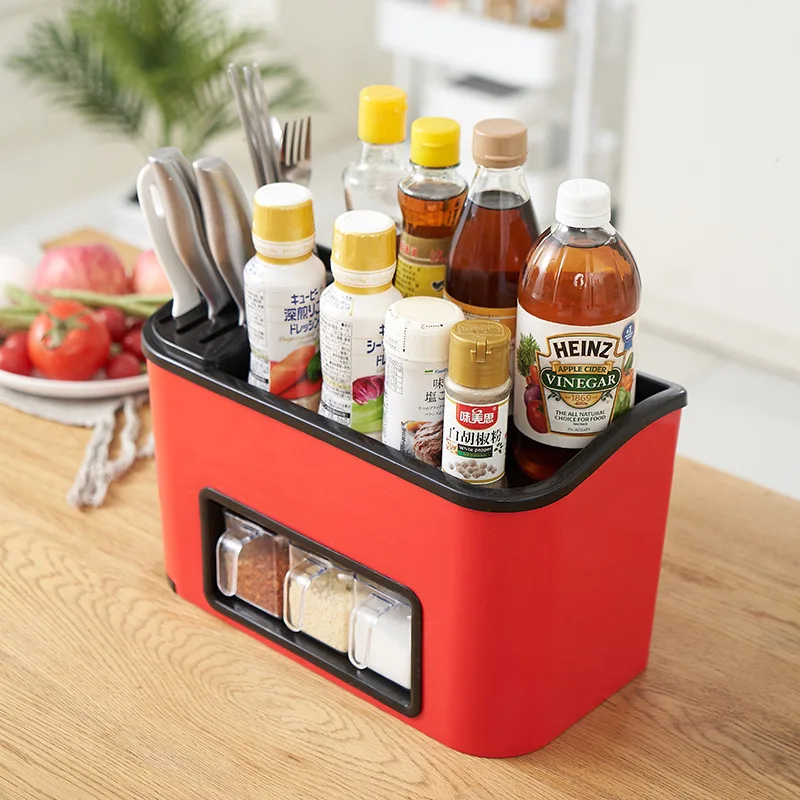 

Kitchen Storage & Organizer Knife Seasoning Organizer Box Storage Rack Spice Rack Plastic Condiment Bottle Mix Tool Holde