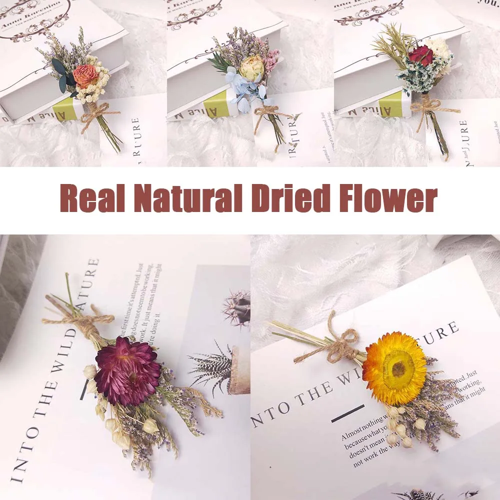 

Real Natural Dried Flower Bouquet Rose Pampas Grass Gypsophila Mini plants Fake Flower Home Decoration DIY Crafts