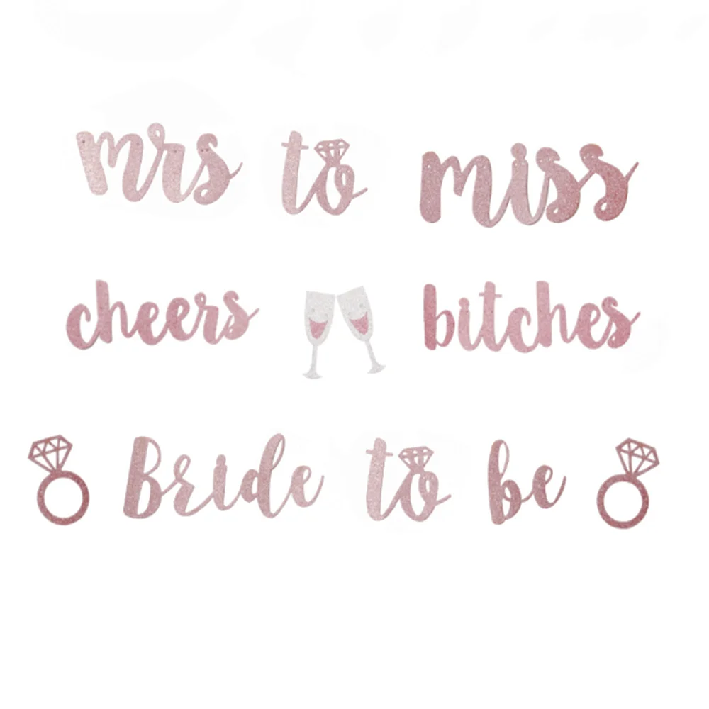 DIY Розовые блестящие бумажные флаги невесты баннер с надписью гирлянда баннеры