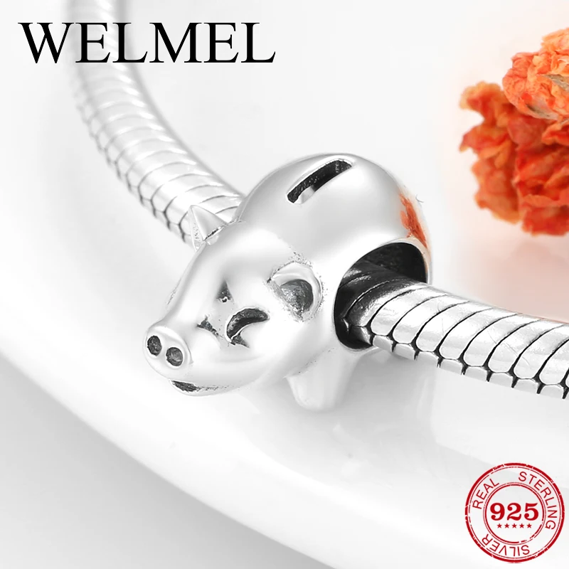 Новая коллекция 925 Стерлинговое Серебро свинка Копилка бусы для изготовления