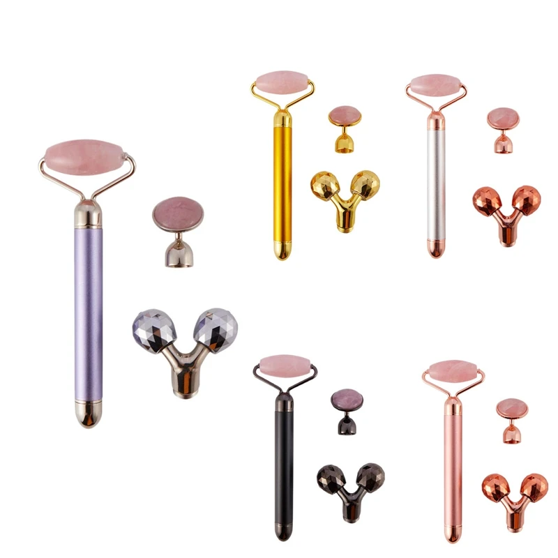 

Jade Roller for Face 3 in 1 Electric Vibrating Face Roller Massager Quartz Roller Massager Skin Tightening