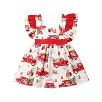 christmas toddler kids girls sleeveless printed car tutu dress baby girl pageant dress princess dresses