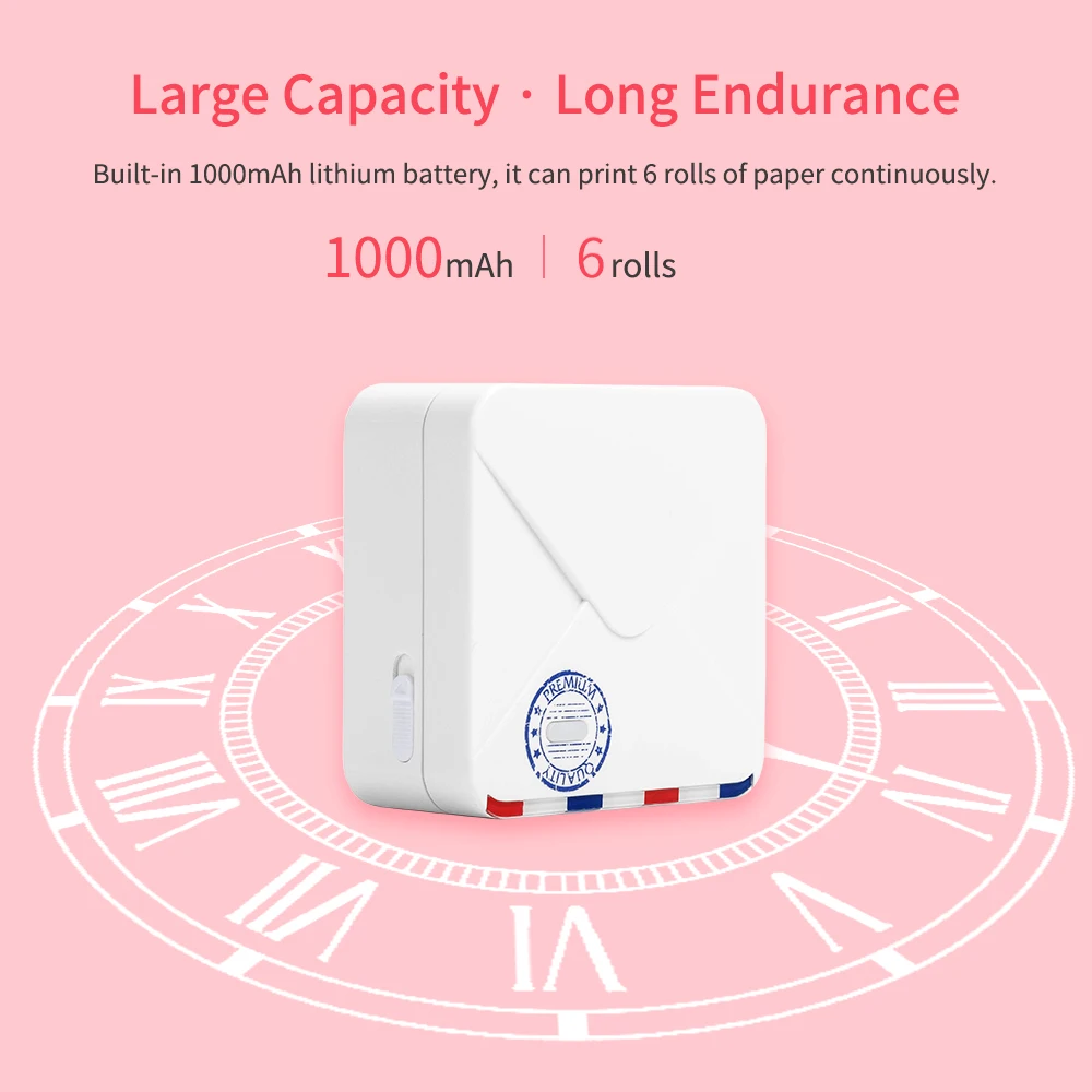 Portable Thermal Printer BT Wireless Pocket 300dpi Support 15-53mm Paper Width Multiple Langulage Print Use with APP | Компьютеры и