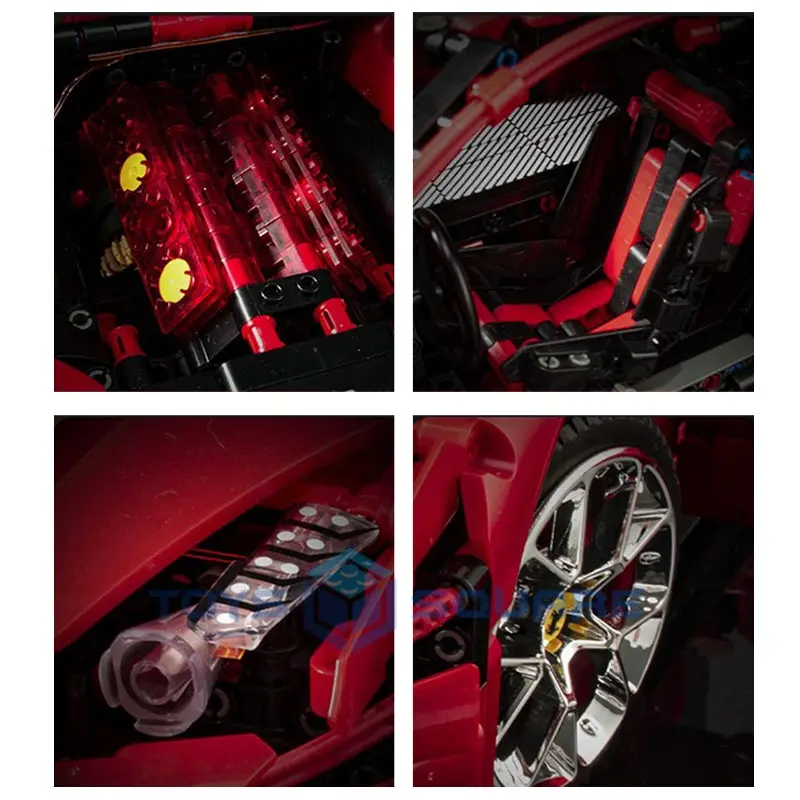 

The 1:8 Red 458 Super Speed Sports Racing Car MOC Bricks Model Building Blocks Set Gifts Educational Toys For Children